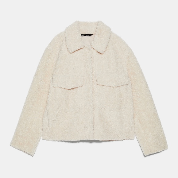 ZARA WHITE CREAM DOUBLE FACED FLEECE SHERPA JACKET - Picture 5 of 6